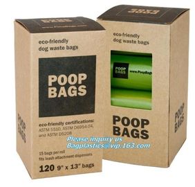 Cornstarch Based Eco Compostable Dog Poop Pick Bag - 4Refill Rolls,60Bags, EN13432 BPI OK compost home cheap price high