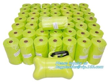 Disposable PE gloves Dog poop picker bags plastic cleaning gloves, bags on roll with dispenser and leash clip