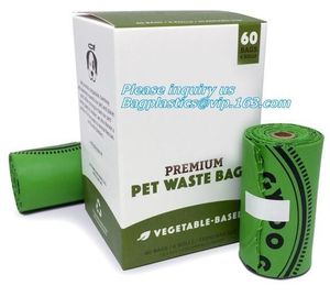 Cornstarch 100% compostable biodegradable dog poop bags, Dispenser with recycle waste bag/compostable dog waste bags