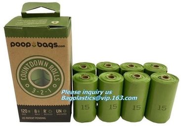 Cornstarch 100% compostable biodegradable dog poop bags, Dispenser with recycle waste bag/compostable dog waste bags