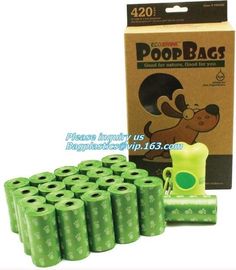 disposable Compostable dog poop bag for Pet Cleaning, Earth-Friendly Leak-Proof Dog Poop Waste Bags with Easy-tie Handle