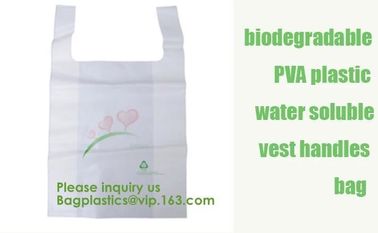 BIODEGRADABLE PVA PLASTIC WATER SOLUBLE VEST HANDLES BAG, COMPOSTALE PLA+PBAT CORN STARCH POTATOES STARCH ECO FIRNEDLY