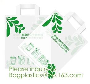 100% Compostable Shopper, Biodegradable handle handy Carrier Eco Bio starch plant Biodegradable T-Shirt Bags With Logo