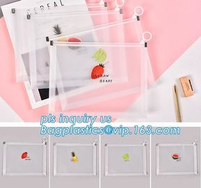 Custom Packaging Clear PVC Jelly Bag with Plastic Slider Zip lockk PVC Storage Cosmetics Packing Bag, white logo small pla