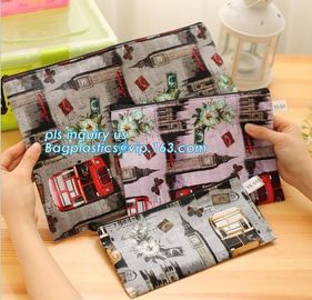 office stationery oxford cloth zipper file bag, A4 size document pockets file stationery file bag, Leather Stationery Fi