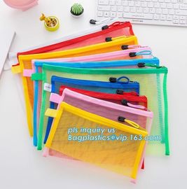 stationery within mesh PVC waterproof zipper document bag/ pvc folder, pp plastic file folder printable document bag