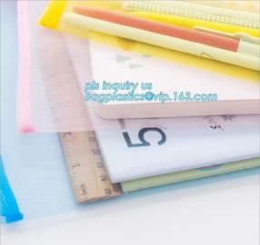 stationery within mesh PVC waterproof zipper document bag/ pvc folder, pp plastic file folder printable document bag