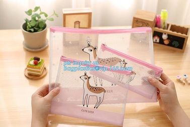 mesh document bag with zipper/pvc mesh file folder, Waterproof Zip Lock Bag Mesh Plastic Zipper Bag