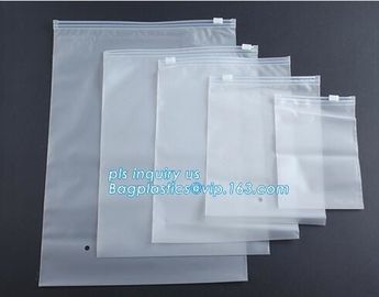 transparent slider zipper bag for clothes, customized plastic slider zipper bag with outer pocket, slider bag/zipper bag