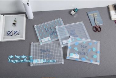 transparent slider zipper bag for clothes, customized plastic slider zipper bag with outer pocket, slider bag/zipper bag