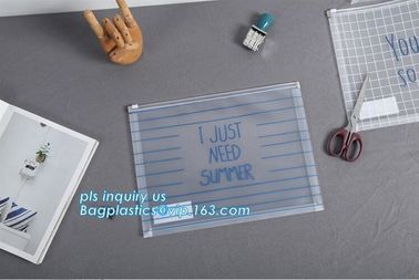 PE &amp; PP double slider wholesale pe plastic file pouch with zipper, PP Plastic Slider Zip Lock A4 Doucment Files Holder B