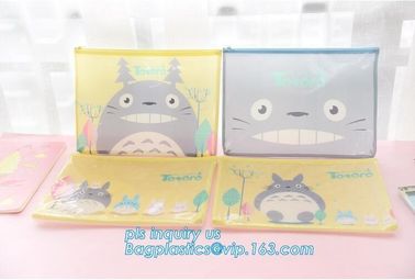 Eco-friendly plastic custom slider zipper PVC stationery bag, Zip lockk slider zipper closure stationery bag, Slider Zippe