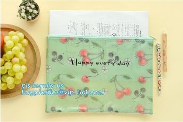 PVC Stationery Bag With Plastic bags, Slider Pen Pencil Rules Packaging Bags, square bottom zipper type plastic bag