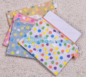 Promotional stationery set PVC bag pencil set, zipper office stationery pouch with rope slider, Office stationery waterp