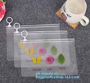 Transparent Stationery Packaging Bags with Slider, PVC Plastic Zipper Bags For Bra Bikini Packaging, zipper slider closu