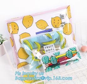 Slider zipper Clear pvc bag for package Vinyl transparent pvc bag cosmetic packing, bottom gusset slider Zip lockk printed