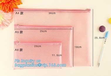 promotional zipper bag mesh file bags organizer, eco-friendly PVC A4 mesh material case file document bag, Nylon mesh do