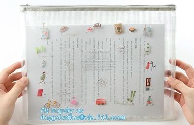 Document Bag with Zipper Storage Holder for Papers Stationery Student Gift, Customized stand up zipper plastic bag