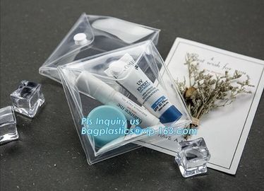 Zip lockk bags for cosmetic puff automatic slider zipper bag, OEM clear PVC bag/ PVC slider bag/PVC zipper bag, Make Up Or