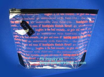 Zip lockk bags pvc zip bag for cosmetic packing, elegant bag frosted slider zipper bag for microfiber, bikini bag,pvc plas