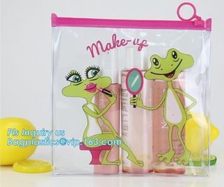 plastic bag with zip lock for cosmetic, slide lock poly bag, standing up zip customized color pvc bag for cosmetics