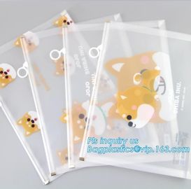 Pouch Bags With Zip,Plastic Zip Resealable Pouch, side gusset bag with top handle and slider zipper, EVA Cosmetic Bag wi