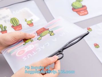 Pouch Bags With Zip,Plastic Zip Resealable Pouch, side gusset bag with top handle and slider zipper, EVA Cosmetic Bag wi