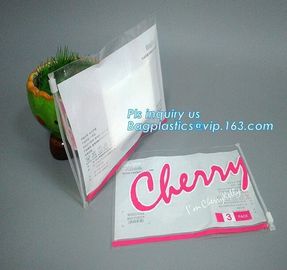 Transparent bottom gusset slider Zip lockk pvc zipper bags with holding loop, slider biodegradable zipper bag, slider zip