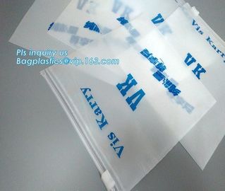 Transparent bottom gusset slider Zip lockk pvc zipper bags with holding loop, slider biodegradable zipper bag, slider zip