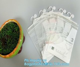 Transparent bottom gusset slider Zip lockk pvc zipper bags with holding loop, slider biodegradable zipper bag, slider zip