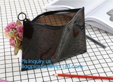 slider zip lock black zip lock bag, nylon zipper pouch travel toiletry makeup PVC cosmetic bag, zipper and slider OEM or