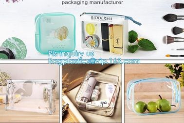 Holographic Vinyl Film Hologram Bag With Slider Zip, Pvc Holographic Cosmetics Bag, Plastic Zipper Bag/eva zipper bag wi