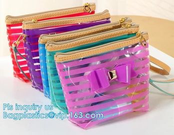 Holographic Vinyl Film Hologram Bag With Slider Zip, Pvc Holographic Cosmetics Bag, Plastic Zipper Bag/eva zipper bag wi