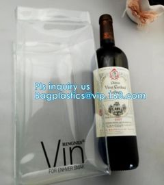 Ice gel pack PVC Can bottle wine cooler bag, Promotional PVC Ice bag for wine, recyclable clear tall PVC wine ice bag