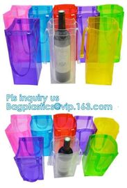 Ice gel pack PVC Can bottle wine cooler bag, Promotional PVC Ice bag for wine, recyclable clear tall PVC wine ice bag