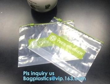 zipper slider travel cosmetic bag, commodity package bag, Promotional Transparent Cosmetic PVC Bag Slider Zip Bags Clear