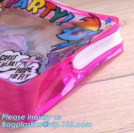 Durable Vinyl With Carry Handle Train Bag, zipper cosmetic bags with double slider, promotional travel custom pvc small