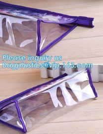 Cosmetics packaging bags With Slider Zipper Top, vinyl pvc packaging bag with slider zipper, Promotional Clear Vinyl Zip