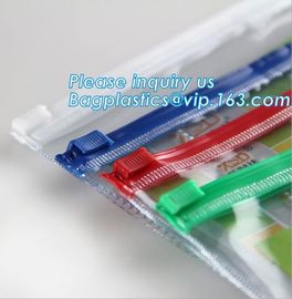 Reclosable PE PVC plastic slider zipper storage bags, multi color plastic slider zipper clear pvc pencil bag, pvc zipper