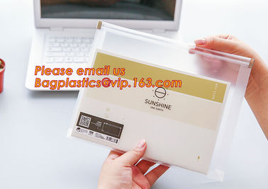 hot selling cheap A4, A5, A6, B5 transparent plastic pe zip lock files bag /zip wallet with printing