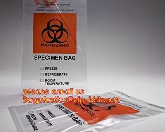 Biohazard LDPE lab specimen zipper bag customized Printing medicine bags, Pathology Specimen Medical Zipper Bag With Pri