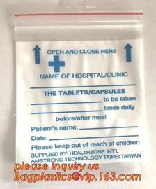 Custom printed LDPE medical Zip lockk pills medicine zipper resealable small plastic bag, medical grade clear plastic zipp