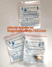 Custom printed LDPE medical Zip lockk pills medicine zipper resealable small plastic bag, medical grade clear plastic zipp