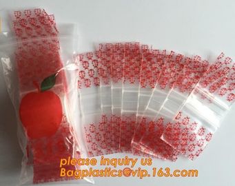 LDPE apple mini zip lock poly bag/printed plastic packaging bag, Printing Apple Brand Mini Zip Lock Bag, reclosable plas