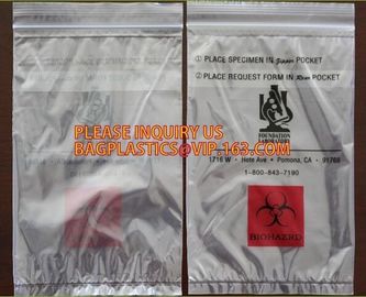 specimen envelopes zip lock bag/plastic medical specimen transport packaging bag for laboratory, package/PE transparent