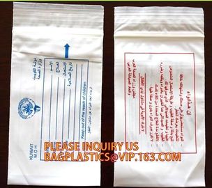 specimen envelopes zip lock bag/plastic medical specimen transport packaging bag for laboratory, package/PE transparent