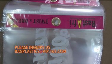 Zip lockk resealable plastic packaging bags for clothes, PE / PE / PP plastic zipper plastic bags for clothes, hanger hook