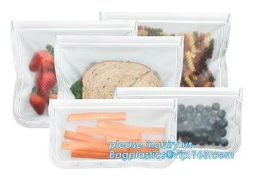 Clear Food Grade Stand-Up Leakproof Reusable PEVA Storage Bag, Preservation Bags for Vegetable,Fruit, Meat, Fish, Snack