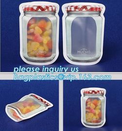 Matte Clear Bags Zip Lock Resealable Packing Grain Food Pouches, Reusable Sealing Food Pouches With Window For Storing C