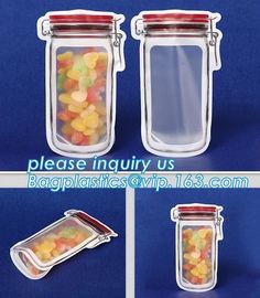 Matte Clear Bags Zip Lock Resealable Packing Grain Food Pouches, Reusable Sealing Food Pouches With Window For Storing C